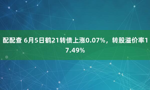 配配查 6月5日鹤21转债上涨0.07%，转股溢价率17.49%