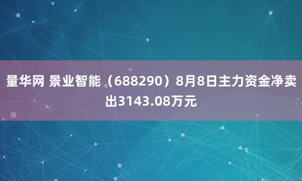 量华网 景业智能(688290)8月8日主力资金净卖出3143.08万元